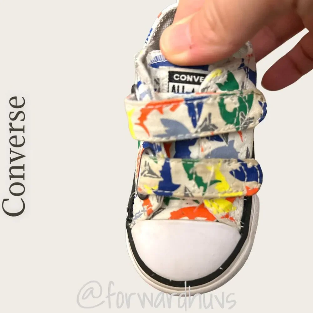 Converse Shark Print Hook & Loop Sneakers Toddler Size 5